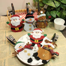 Juego de cubiertos de mesa con dibujos animados para decoración navideña, bolsa de cubiertos de Papá Noel, decoración navideña para el hogar 2024 - compra barato