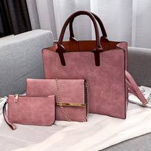 Women Shopping Beach Bag Fashion Women's  Outdoor Solid Color Three-Piece Leather Handbag Messenger  Bag сумки женские#1029G 2024 - buy cheap