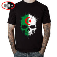 Retro Chaotic Algerian Flag Splatter Skull T shirt men Parody Vintage Splash design Algeria Map Skeleton T-shirt hombre camiseta 2024 - buy cheap