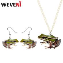WEVENI Acrylic Novelty Green Frog Necklace Earrings Jewelry Sets Funny Unique Decorations Girls Teens Lady Charms Party Gift 2024 - buy cheap