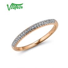 Vistoso anel brilhante de ouro rosa, anel delicado brilhante de diamante para mulheres, joias finas da moda, aniversário de noivado, 585 2024 - compre barato