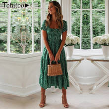 Totatop, французское романтическое Ретро летнее платье, женское Повседневное платье с цветочным принтом, квадратным воротником, оборками, пышными рукавами, платье миди, женский сарафан 2024 - купить недорого