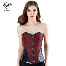 Wechery Corset Sexy Steampunk Women's Gothic Clothing Slimming Corset Plus Size Red Strapless Tops Floral Rivets 2024 - buy cheap
