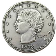 USA 1873 "Frowning Bust" patrón de dólar comercial Moneda de copia chapada en plata 2024 - compra barato