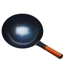 Pre-Seasoned Carbon Steel Wok, Profession Chinese Traditional Hand Hammered Stir-Fry Pan with Helper Wooden Handle 2024 - buy cheap