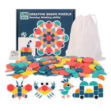 Tangram-juguete educativo Montessori de madera para niños, juguete de aprendizaje con forma creativa y colorida, regalo de Navidad, 180 Uds. 2024 - compra barato