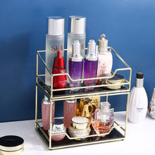 Iron Art Make up Organizer 2 Layers Jewelry Box Cosmetic Makeup Lipstick Perfume Display Shelf Holder Bathroom Finishing Rack 2024 - buy cheap