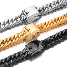 17MM Heavy Jewelry Acero inoxidable Color plata/oro/Negro Cuban Curb Link Chain collar o pulsera de los hombres 7-40 "regalo de Navidad 2024 - compra barato