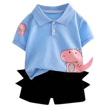 2021 Toddler Boys Clothing Summer Children Cartoon Dinosaur Shirt Shorts 2Pcs Set For 1 2 3 4 Kids Clothes 2024 - buy cheap