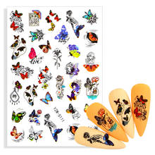 3D Butterfly Stickers for Nails Romantic Flowers Rose Blue Nail Art Decoration Floral Decal Tips DIY Design Manicur 2024 - buy cheap