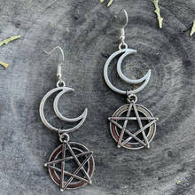 Gothic Crescent Moon Pentagram Pendant Dangle Earrings Witch  Jewelry For Women Party Gift 2021 New Fashion 2024 - buy cheap