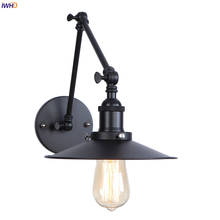 Iwhd-luminária de parede industrial com braço longo, lâmpada vintage para decoração, espelho, escada, quarto, led