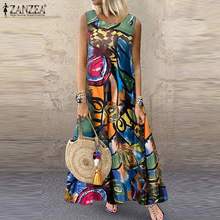 ZANZEA Women Sundress Summer Sleeveless Bohemian Floral Printed Dress Robe Vintage Kaftan Beach Vestido Femme Sarafans  2024 - buy cheap