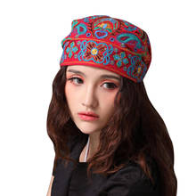 Women Mexican Style Ethnic Vintage Embroidery Flowers Bandanas Red  Print Hat шапка женская меховая winter hats for women 2024 - buy cheap