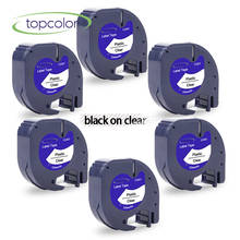 Topcolor 6PK 12267 Fit for dymo Letratag Plus LT-100H LT-100T QX 50 XR XM 2000 Label Printer Black on Clear 12mm Label Tapes 2024 - buy cheap