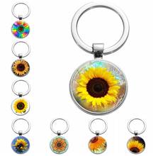 New Sunflower Time Gem Metal Keychain Hot Selling Glass Pendant Pendant Gifts in Europe and America 2024 - buy cheap
