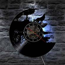 Wolf relógio de parede com gravação de vinil, moderno relógio de parede com cd artesanal, com luz noturna 2024 - compre barato