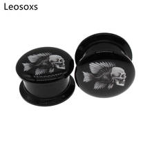 Leosoxs 2pcs Explosive Piranha Skull Ear Expander Acrylic Ear Expander 4mm-25mm Stretcher Body Piercing Jewelry 2024 - buy cheap