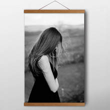 Твердые деревянные Скручивающиеся картины девушка длинные волосы портрет Настенная картина с ландшафтом плакаты картина, напечатанная на холсте для декора гостиной 2024 - купить недорого