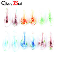Qianbei, оптовая продажа, 12 шт., ручная работа, муранское стекло, разноцветные цветы, подвеска в виде капли, подходит для ожерелья 2024 - купить недорого