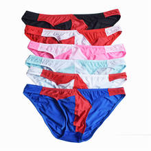 6PCS Men's Underwear Ice Silk Briefs Breathable Low Waist Patchwork Ultra-Thin Lingerie Fashion Breathless Briefs Male Panties 2024 - buy cheap