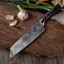Дамасский кухонный нож с лазерным узором, японский шеф-нож из нержавеющей стали для мяса, искусственный фруктовый нож для мясника 2024 - купить недорого