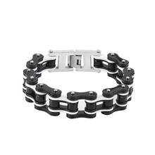 Corrente de pulseira de bicicleta masculina, bracelete de bicicleta customizável de aço inoxidável 316l preto e branco, logotipo da moda para amigo, presente 2024 - compre barato