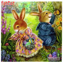 FATCAT 5d diy Diamond Painting Rabbit color egg Diamond Embroidery animals Full Square Round Drill Mosaic stickers decor AE1252 2024 - buy cheap
