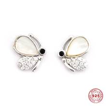 Doreen-pendientes de plata de ley 925 con forma de mariposa, joyería con forma de gota de Animal, diamantes de imitación transparentes, 9x8mm, 1 par 2024 - compra barato