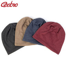 Geebro Women Knitting Beanies Hat Cotton Casual Unisex Fashion Solid Color Rib Men Skullcap Hats Fashion Winter Warm Ladies Caps 2024 - buy cheap