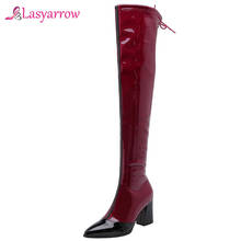 Lasyarrow Plus Size 32-48 High Heels Winter Boots Women Shoes Woman Platform Chunky Heels Over The Knee Boots Female J1061 2024 - buy cheap