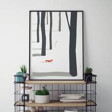 Winter Landscape Poster Canvas Painting With Forest And Fox Canvas Art Print Wall Picture Nordic Landscape Tree Home Decoration 2024 - buy cheap