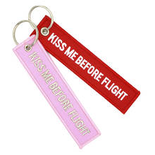 1piece Key chains for Aviation tag Embroidery keychain KISS ME BEFORE FLIGHT Special luggage charms Pink Red 2024 - buy cheap