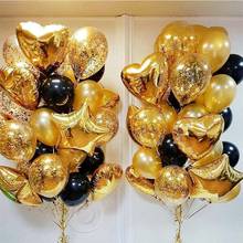 Gold Confetti Balloons Mixed 18inch Star Heart Foil Balloon Birthday Party Black Gold Latex Baloon Air Ball Wedding Decorations 2024 - купить недорого