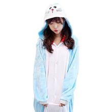 Conjunto de pijamas feminino kigurumi doraemon, pijama feminino fofo animal flanela inverno 2024 - compre barato