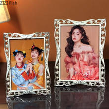 Multi-size Silver Floral Border Picture Frame Family Portrait Hollow Out Photo Frames Tabletop Ornaments Vintage Home Decoration 2024 - buy cheap