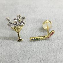 Fashion Small Cute Funny Asymmetrical Earrings For Young Ladies Real 925 Silver Stud Earrings Jewelry Drop Shipping In Box 2024 - buy cheap