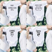 New Baby Announcement Pregnancy Announcement Baby Coming Soon 2021 Pregnancy Reveal Bodysuit Toddler Baby Jumpsuit Clothes 0-24M 2024 - buy cheap