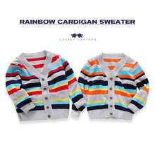 Autumn Girls Sweater Cardigans Toddler Girls Cotton Jumper Knitwear Childrens Kids Rainbow V-Neck Christmas Sweater Coat 2024 - buy cheap