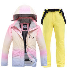 Женская горнолыжный костюм куртка лыжные брюки женские зимние дышащие теплые спортивные водонепроницаемые ветрозащитные лыжные костюмы для сноуборда лыжный комплект 2024 - купить недорого