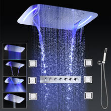 Luxury Thermostatic Mixer Faucets Bathroom LED Ceiling Shower Set Multi Functions Rainfall Showerhead Panel Massage Body Jets 2024 - buy cheap