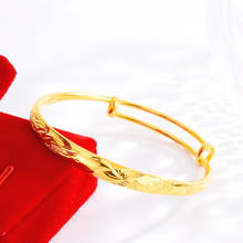 Pulseira de cor de ouro requintado para o casamento feminino noivado jóias dragão phoenix padrão push-pull bangles para presentes de aniversário 2024 - compre barato