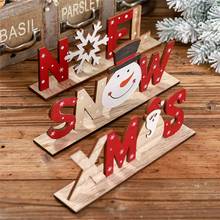 Новогодние рождественские украшения DIY рождественские изделия рождественские деревянные буквы украшения Санта Круз Снеговик настольные печатные украшения FZ128 2024 - купить недорого
