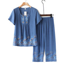 Roupa de dormir feminina, pijama feminino de verão, conjunto fino de manga curta, ventilação para mulheres, roupa de casa 2024 - compre barato