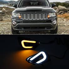 CSCSNL 1 Pair LED DRL Day Light Daytime Running Light Fog Lights with Turn Light For Jeep Compass 2011 2012 2013 2014 2015 2016 2024 - buy cheap