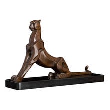 Bronze Abstract Leopard Statue Panther Sculpture Wildlife Cheetah Modern Art Home Decor 2024 - buy cheap