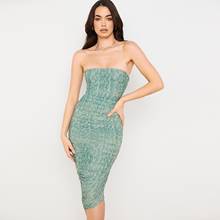 Beaukey recém chegados listra verde mulher vestido bodycon sem alças sem costas vestido de festa clube noite na altura do joelho 2024 - compre barato