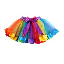 Saia tutu de arco-íris para meninas, roupa de princesa para bebês de 1 a 9 anos, saia tule para festa 2024 - compre barato