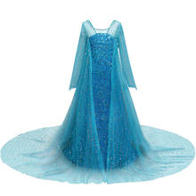 Findpitaya-vestido fantasia infantil deslumbrante, roupa de festa cosplay elsa com cauda longa e manga de três quartos com lantejoulas, meninas 2024 - compre barato