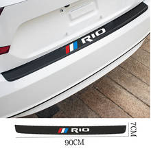 Кожаные Стикеры для KIA RIO 2 3 4 5 X-Line, аксессуары для стайлинга автомобиля, пластина багажника заднего бампера из углеродного волокна, защита губ 2024 - купить недорого